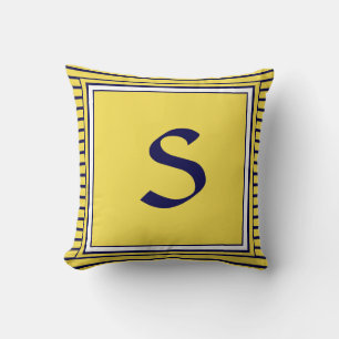 Blue Frame Monogram Letter Stripes Cushion