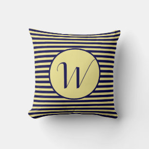 Blue Frame Monogram Letter Stripes Cushion