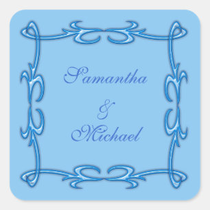Blue frame square sticker
