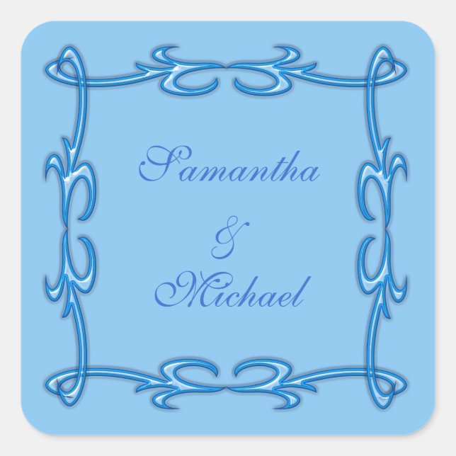 Blue frame square sticker (Front)