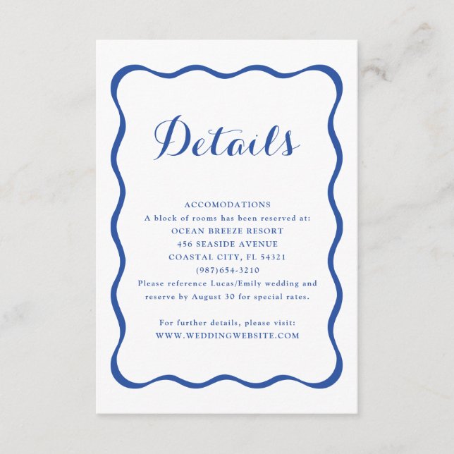 Blue Frame Wedding Enclosure Card (Front)