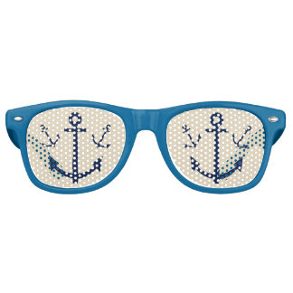 Blue Framed Anchor Retro Sunglasses