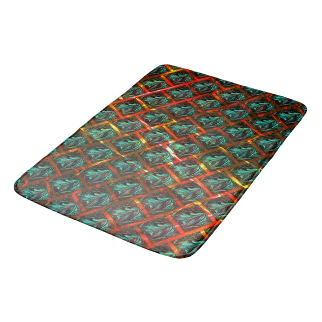 Blue 'framed eyes', square, scratch or red grating bath mat (Angled)