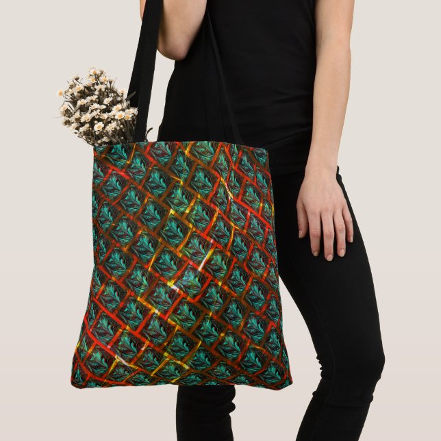 Blue 'framed eyes', square, scratch or red grating tote bag (Close Up)