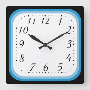 Blue Framed Square Wall Clock
