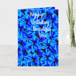 Blue Frangipani Flowers Birthday Card, Card