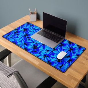 Blue Frangipani Flowers, Desk Mat