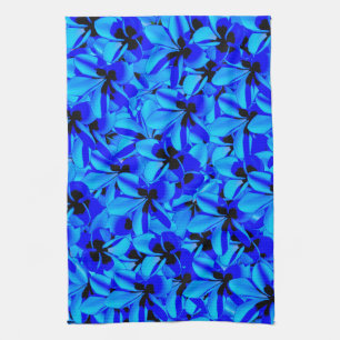 Blue Frangipani Flowers, Tea Towel