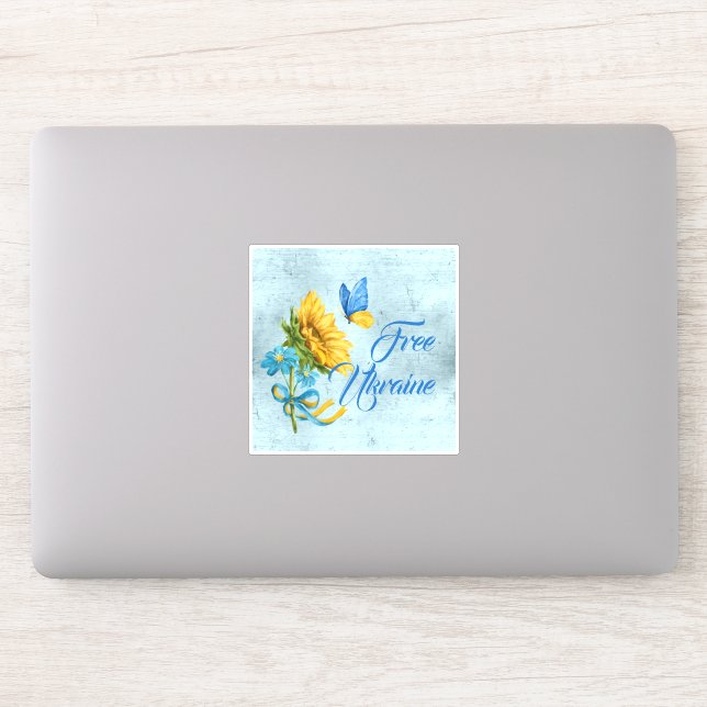 Blue Free Ukraine Sunflower & Butterfly Vinyl (Computer)