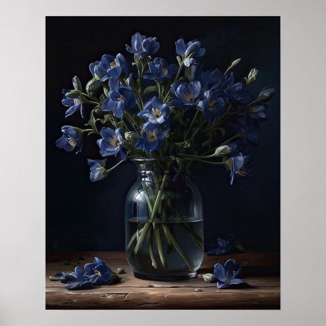 Blue Freesia Flowers Art Print Poster (Front)