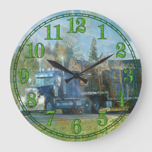 Blue Freight Truck Transporter Wall Clock