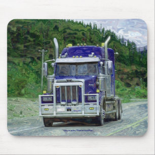 Blue Freight Truck, Truckers Big Rig Mouse Pad