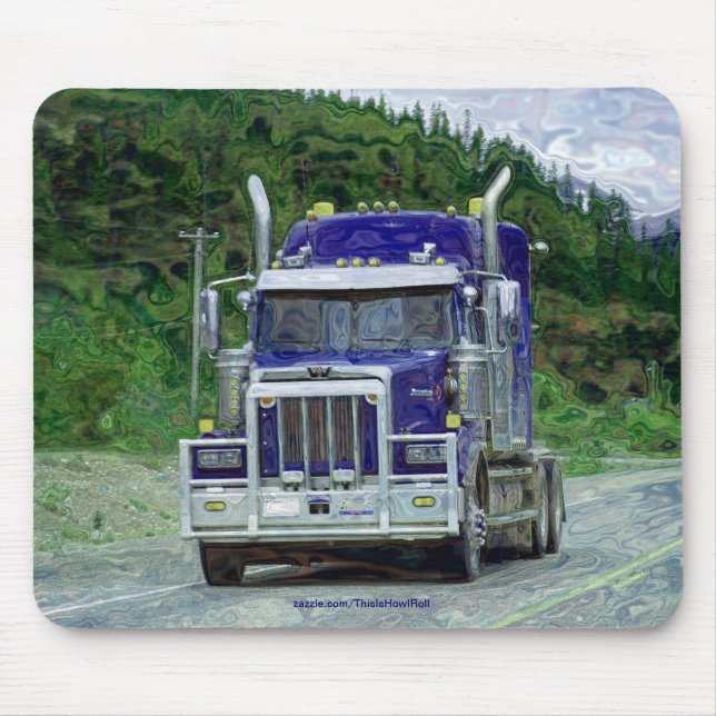 Blue Freight Truck, Truckers Big Rig Mouse Pad (Front)