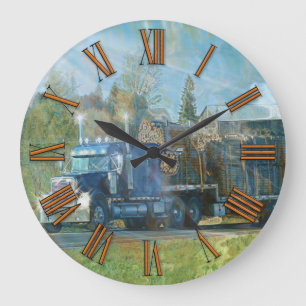 Blue Freight Truck Wall Clock