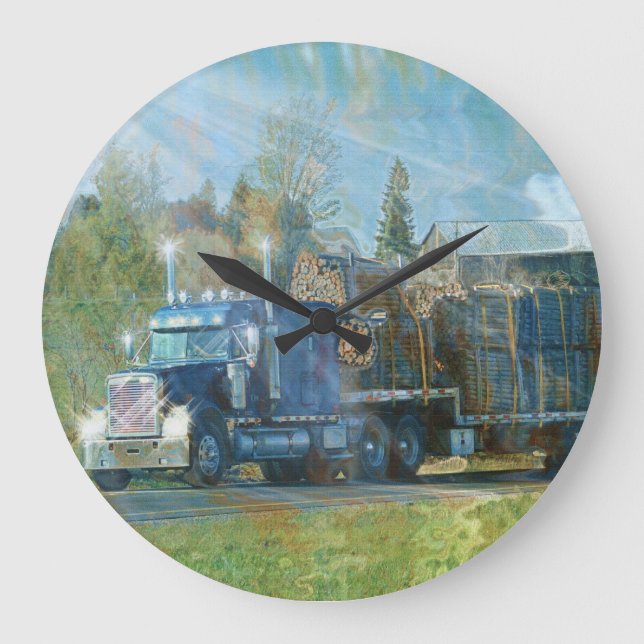 Blue Freight Truck Wall Clock (Front)
