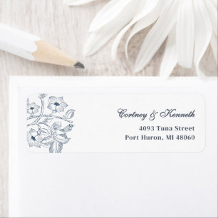 Blue French Bird Toile Elegant Romantic Wedding Return Address Label