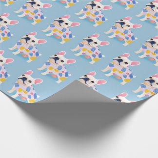 Blue French Bulldog Cute Wrapping Paper