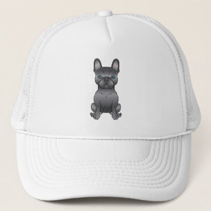 Blue French Bulldog / Frenchie Cute Cartoon Dog Trucker Hat