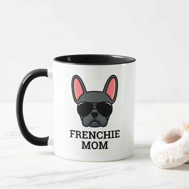 Blue French Bulldog Frenchie Dog Mum Mug (With Donut)