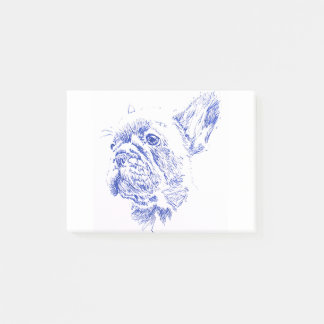 Blue French Bulldog Frenchie Drawing Post-it Notes
