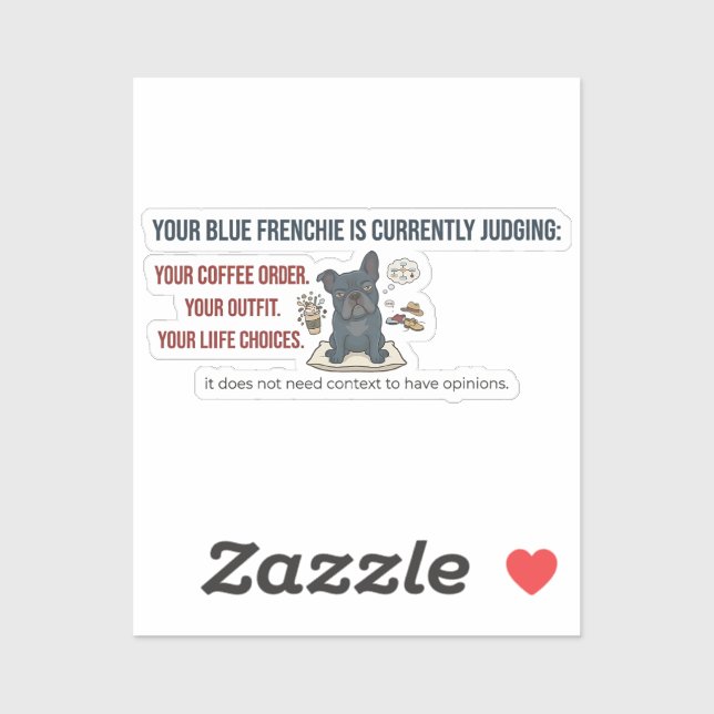 Blue French Bulldog Judging Funny Dog Mum Design (Sheet)
