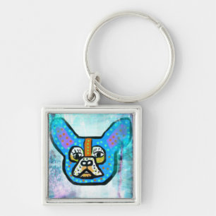 Blue French Bulldog Key Chain