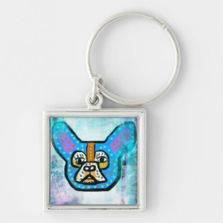 Blue French Bulldog Key Chain