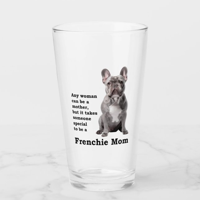 Blue French Bulldog Mum Glass (Front)