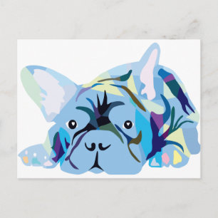 Blue French Bulldog Postcard