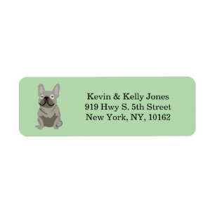 Blue French bulldog Return Address Label