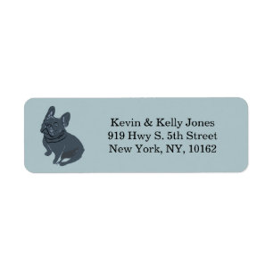Blue, French bulldog Return Address Label