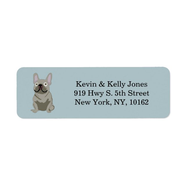 Blue French bulldog Return Address Label (Front)
