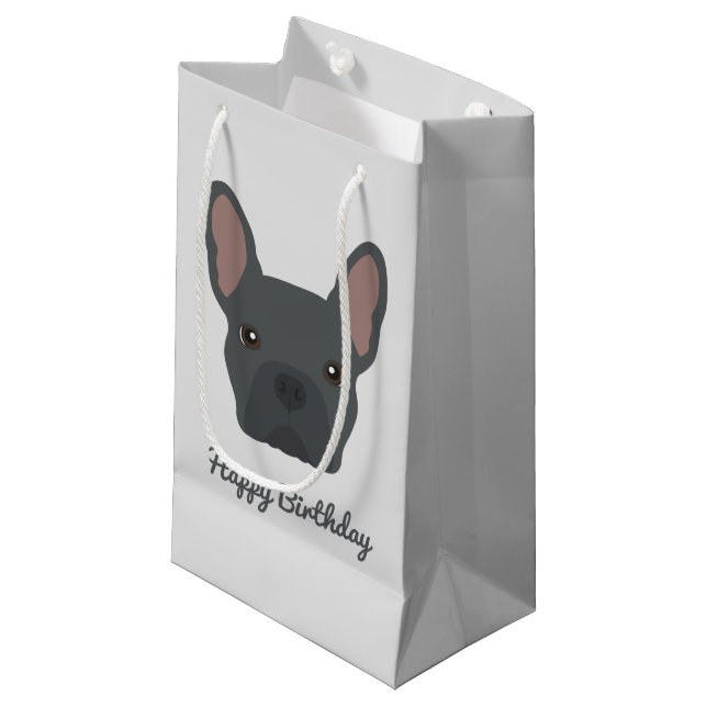 Blue French Bulldog Small Gift Bag (Front Angled)