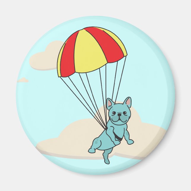 Blue French Bulldog Umbrella Fun Magnet (Front)