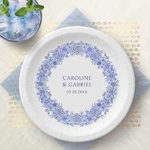 Blue French Chinoiserie Wedding Paper Plate