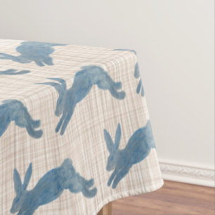 Blue French Country Bunny Rabbit Tablecloth