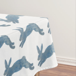 Blue French Country Bunny Rabbit Tablecloth