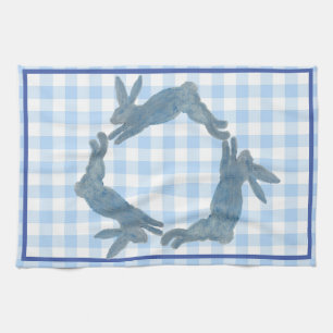 Blue French Country Bunny Rabbit Tea Towel