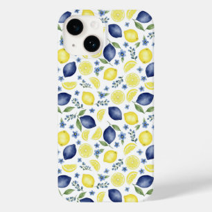 Blue French Country Lemon Pattern Case-Mate iPhone 14 Case