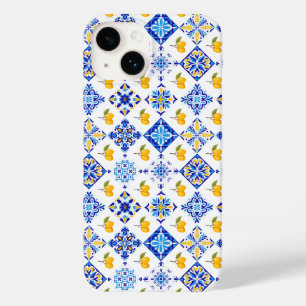 Blue French Country Lemon Pattern Case-Mate iPhone 14 Case