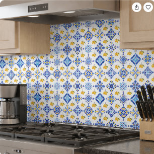 Blue French Country Lemon Pattern Ceramic Tile