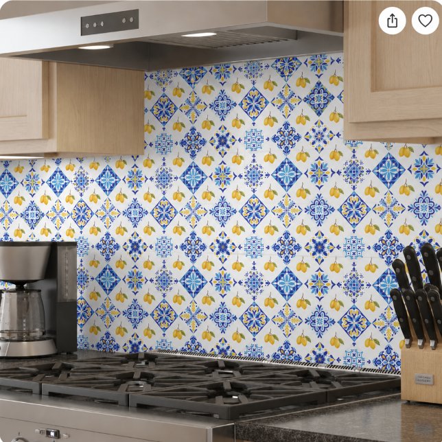 Blue French Country Lemon Pattern  Ceramic Tile (Creator Uploaded)