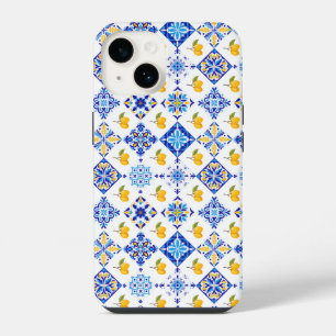 Blue French Country Lemon Pattern  iPhone 14 Case