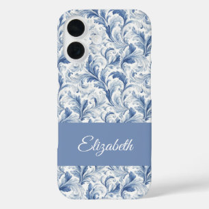 Blue French Country Toile Pattern Name iPhone 16 Case