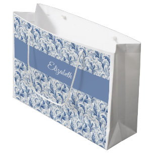 Blue French Country Toile Pattern Name Large Gift Bag