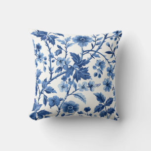 Blue French Countryside Floral Cushion