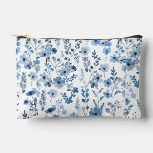 Blue French Floral  Accessory Pouch