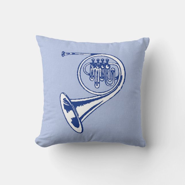 Blue French Horn Art Cushion (Front)
