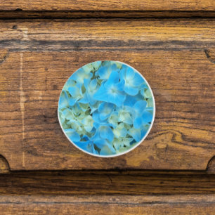 Blue French Hydrangea Floral Ceramic Knob