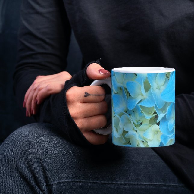 Blue French Hydrangea Floral Mug (In Situ Held)
